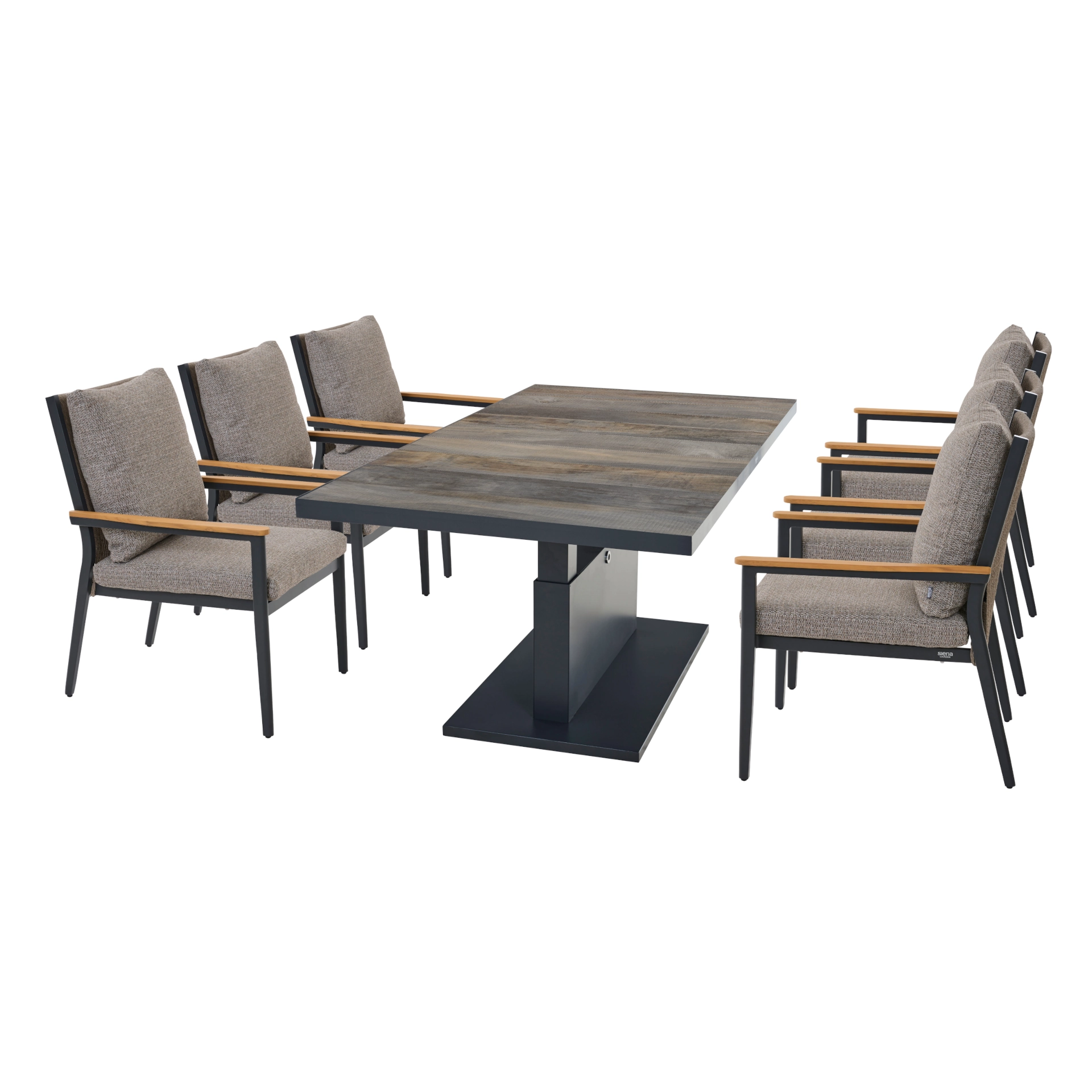 TALINA / LIGURIA Gartenmöbelset | 6 Sitzplätze | washed grey / taupe grau