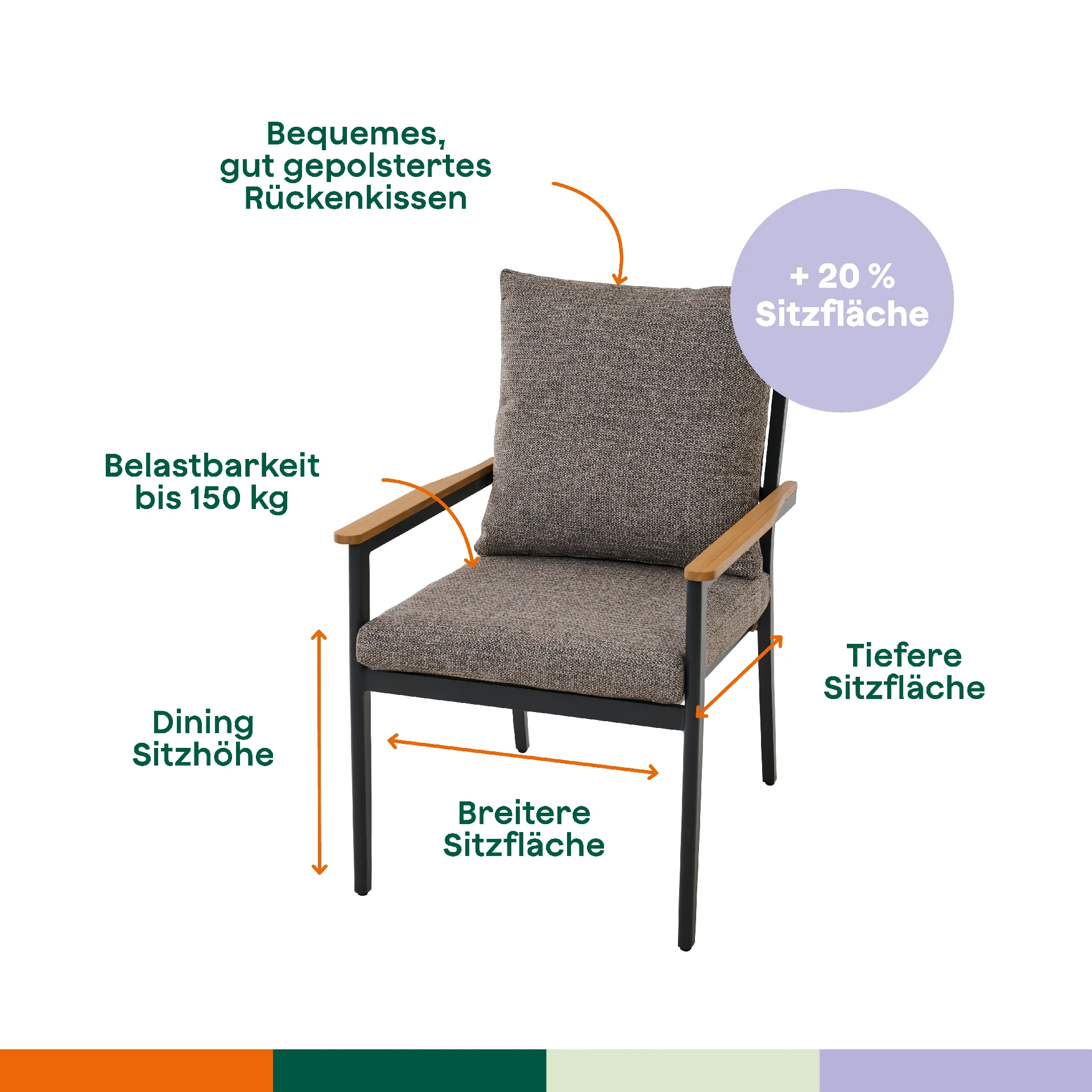 LIGURIA tuinstoel Comfort plus | taupegrijs / a...