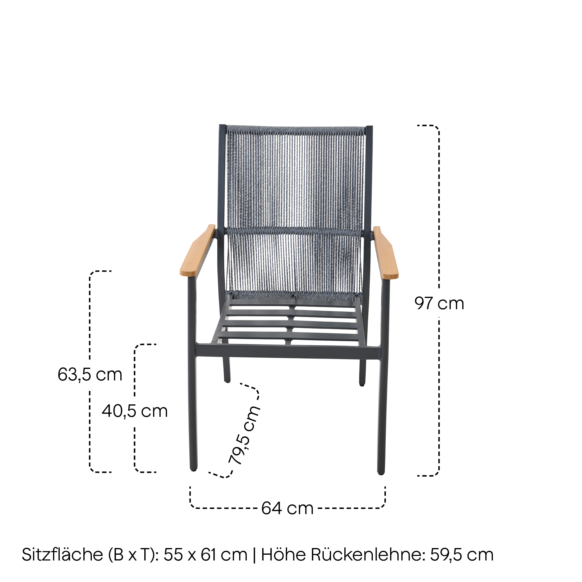 LIGURIA Gartensessel Comfort plus | mix grey / ant...