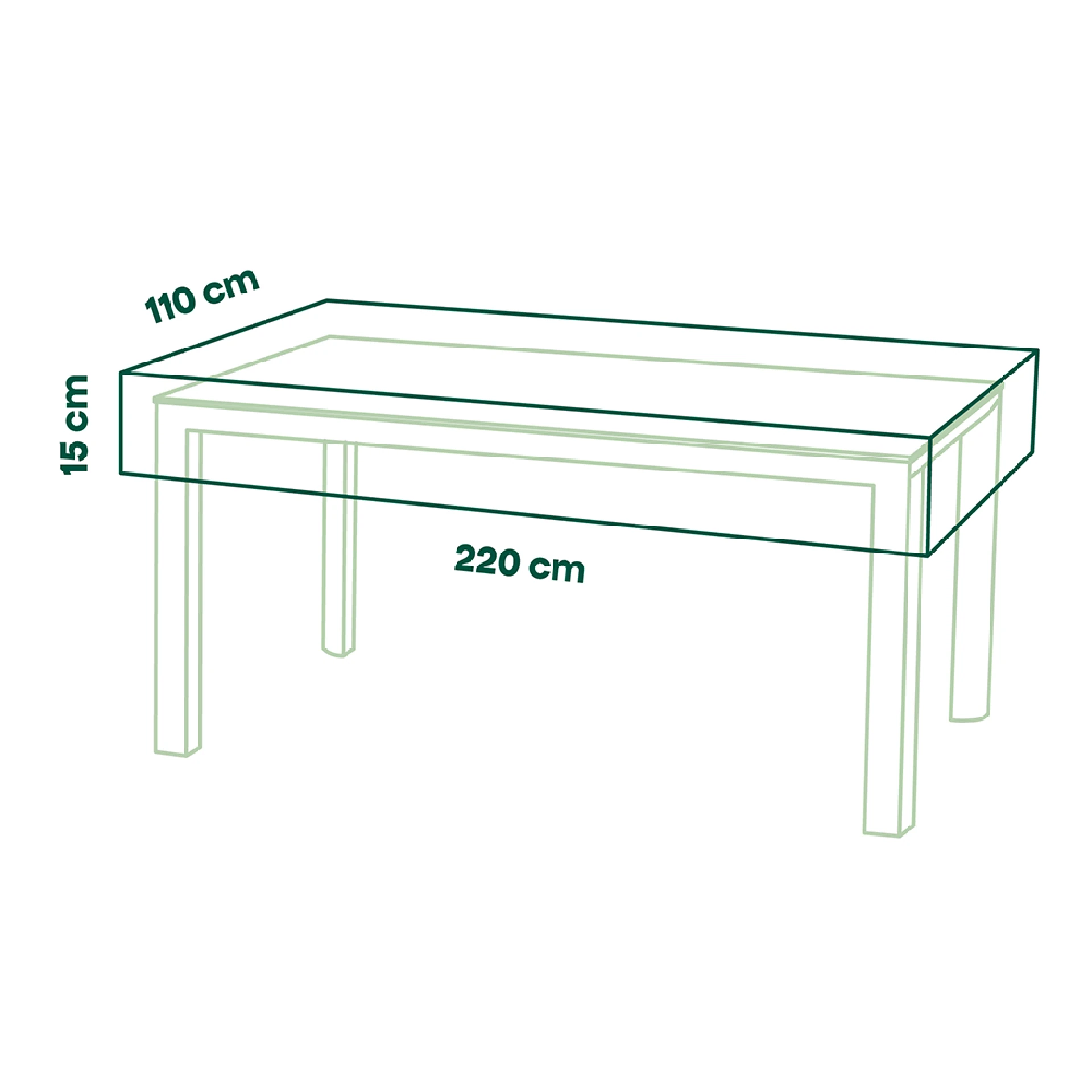 Schutzhülle Plus Gartentisch | 220 x 110 x 15 cm