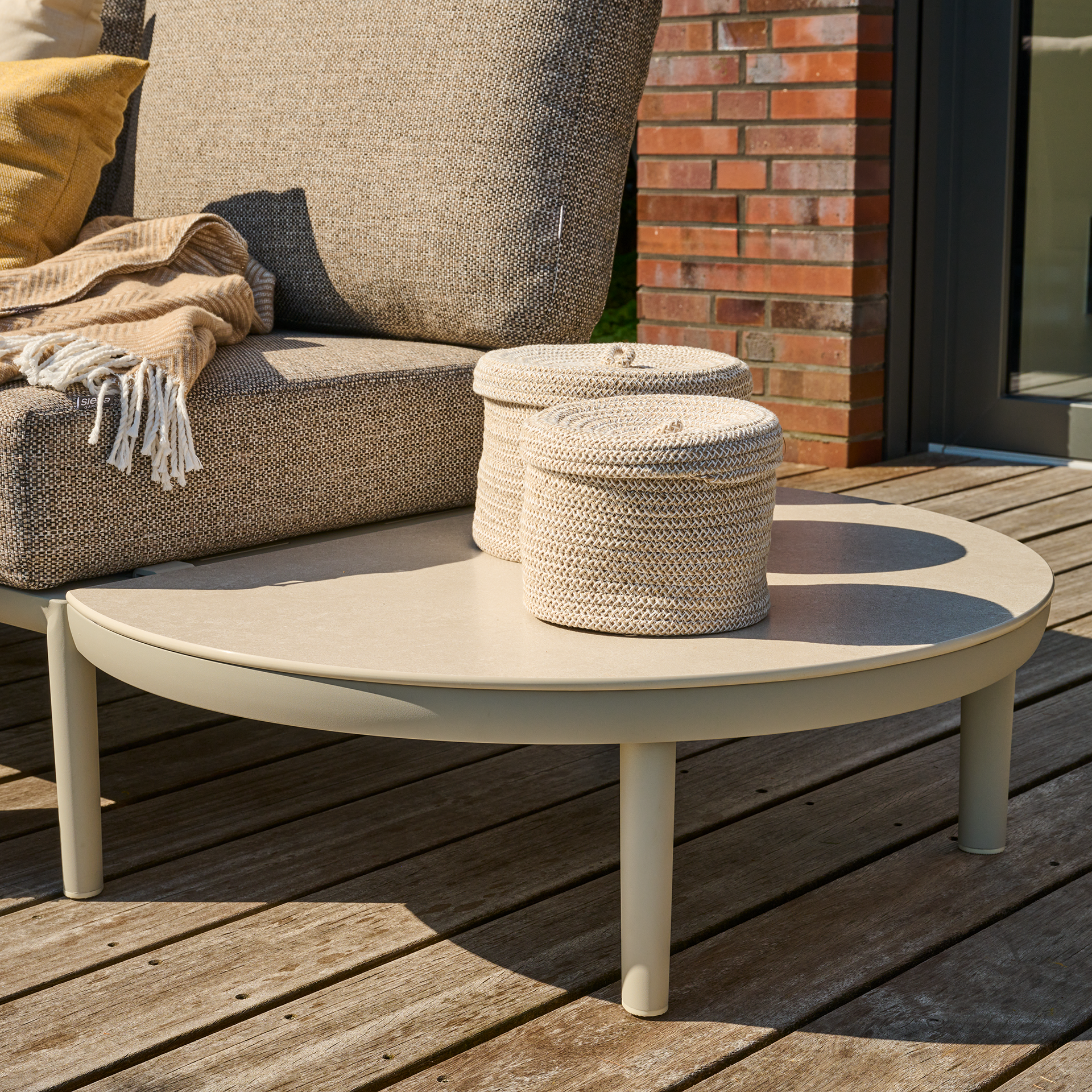 CALDARO Seitentisch | beige / seidengrau