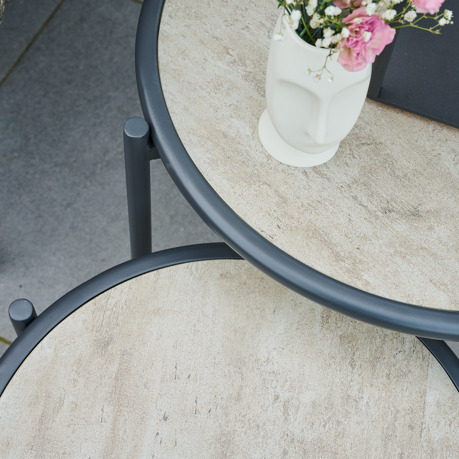 BALI Loungeset | 2er Bank + Fußablage + 2 Tische ...