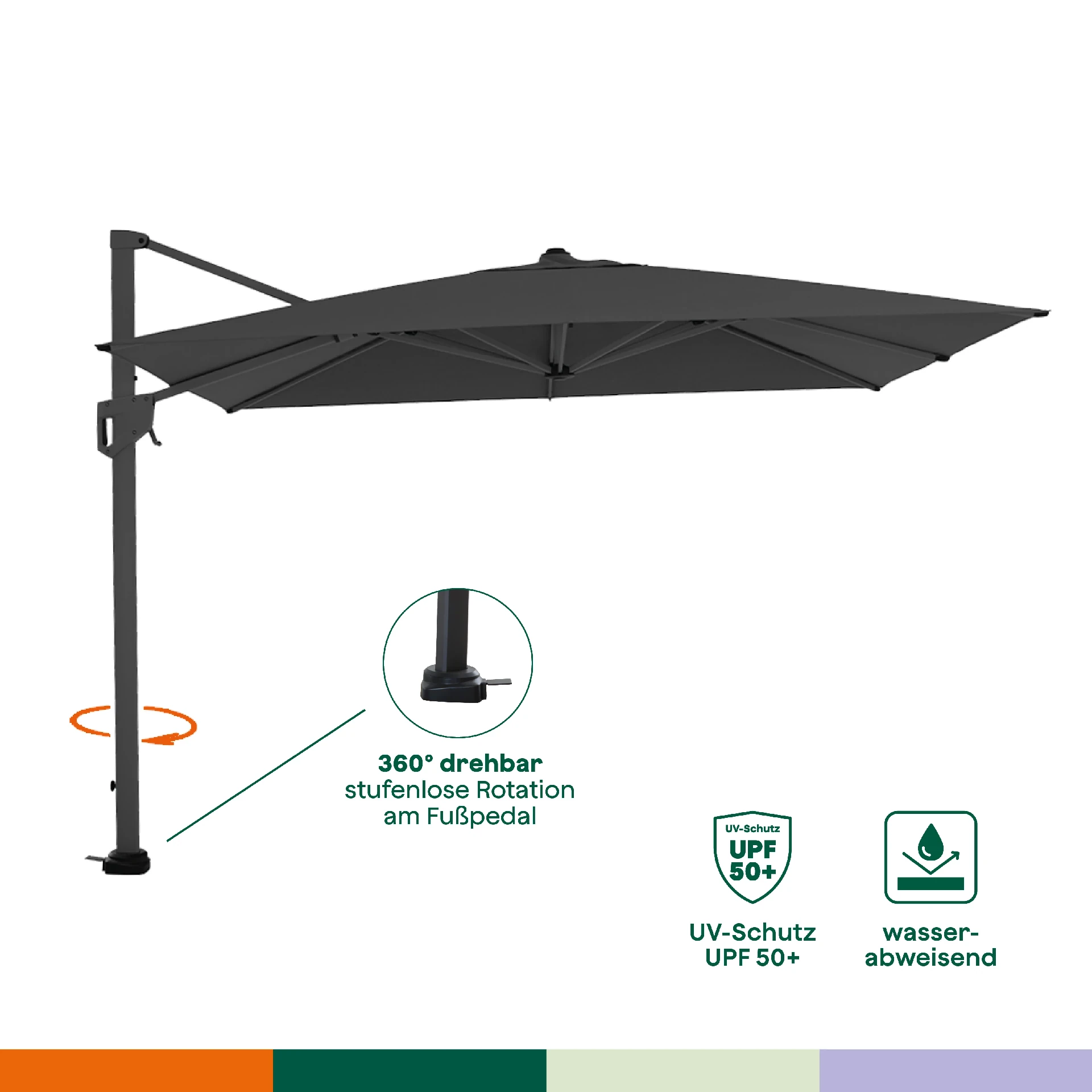 PINO zweefparasol | 310 x 210 cm | taupe gemêleerd / ...