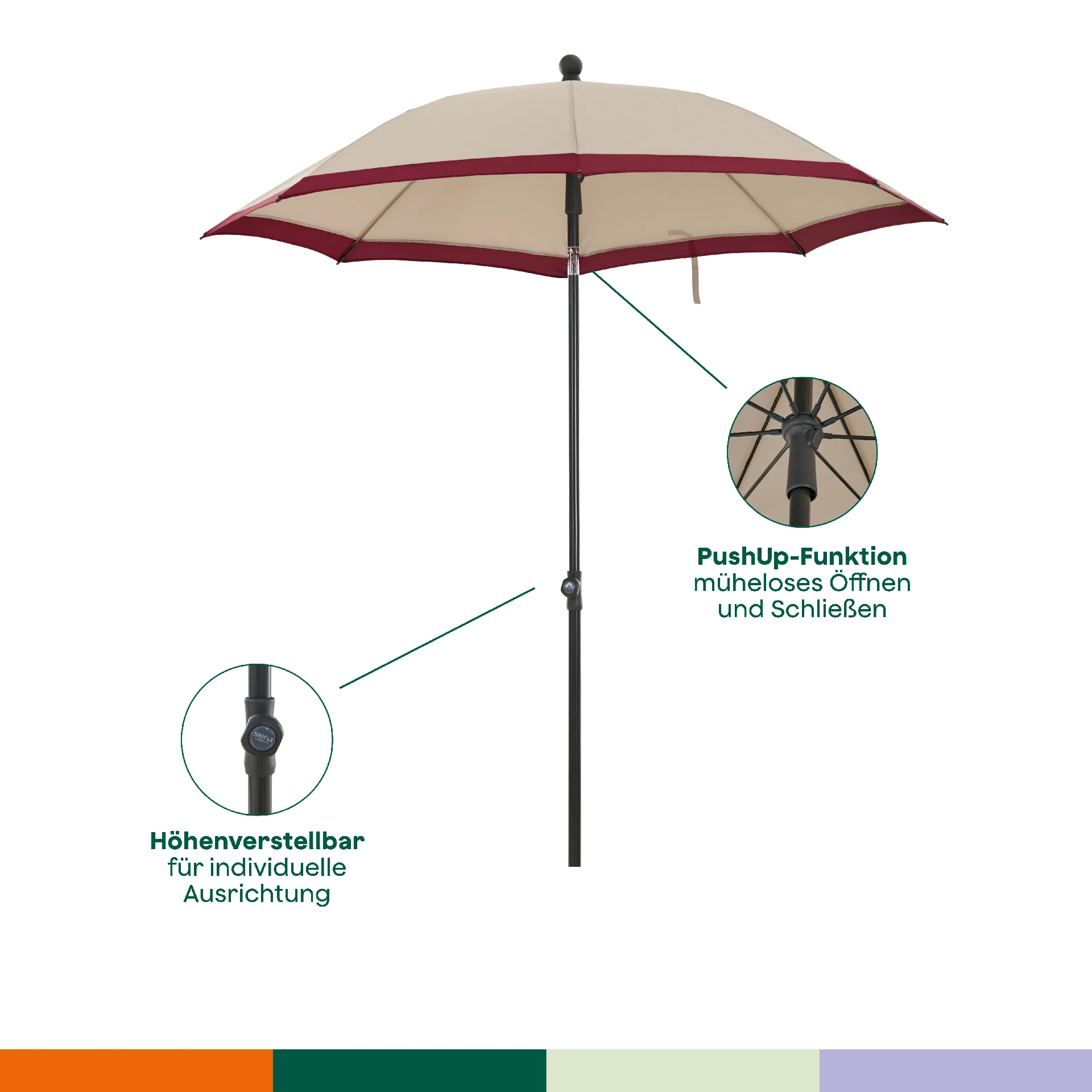 CITY Push middenstokparasol | Ø 180 cm | beige-pl...