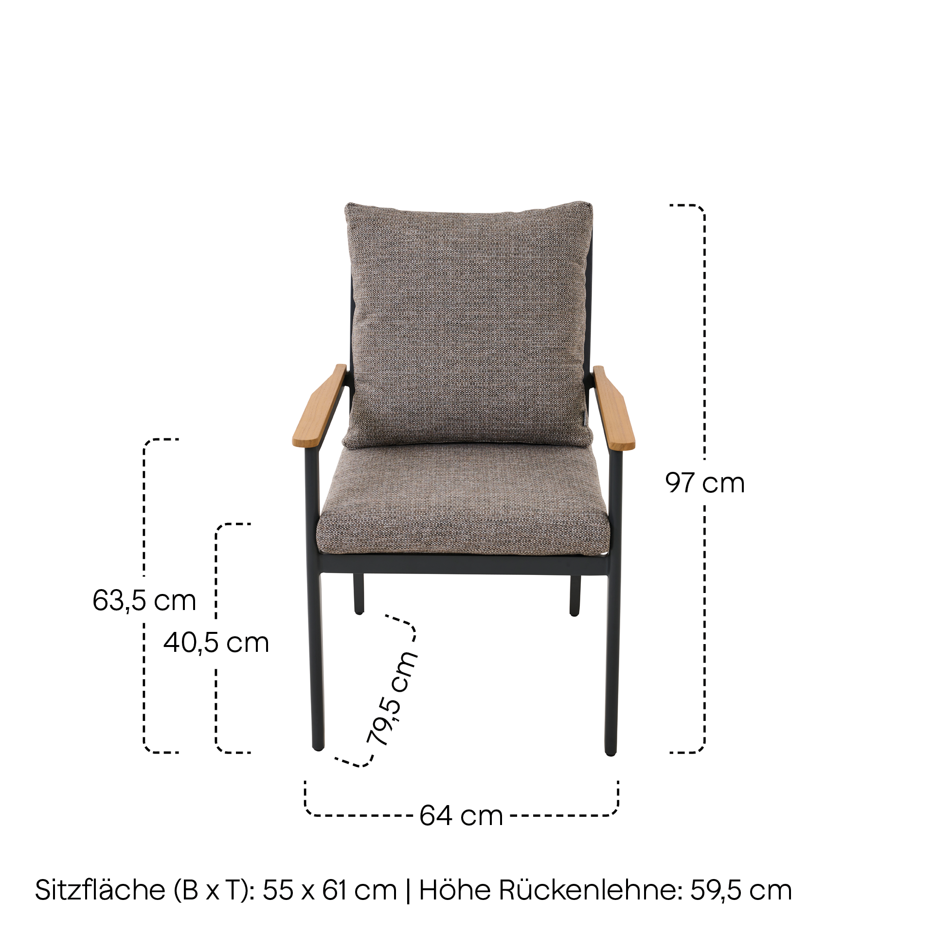 LIGURIA Gartensessel Comfort plus | taupe grau / a...