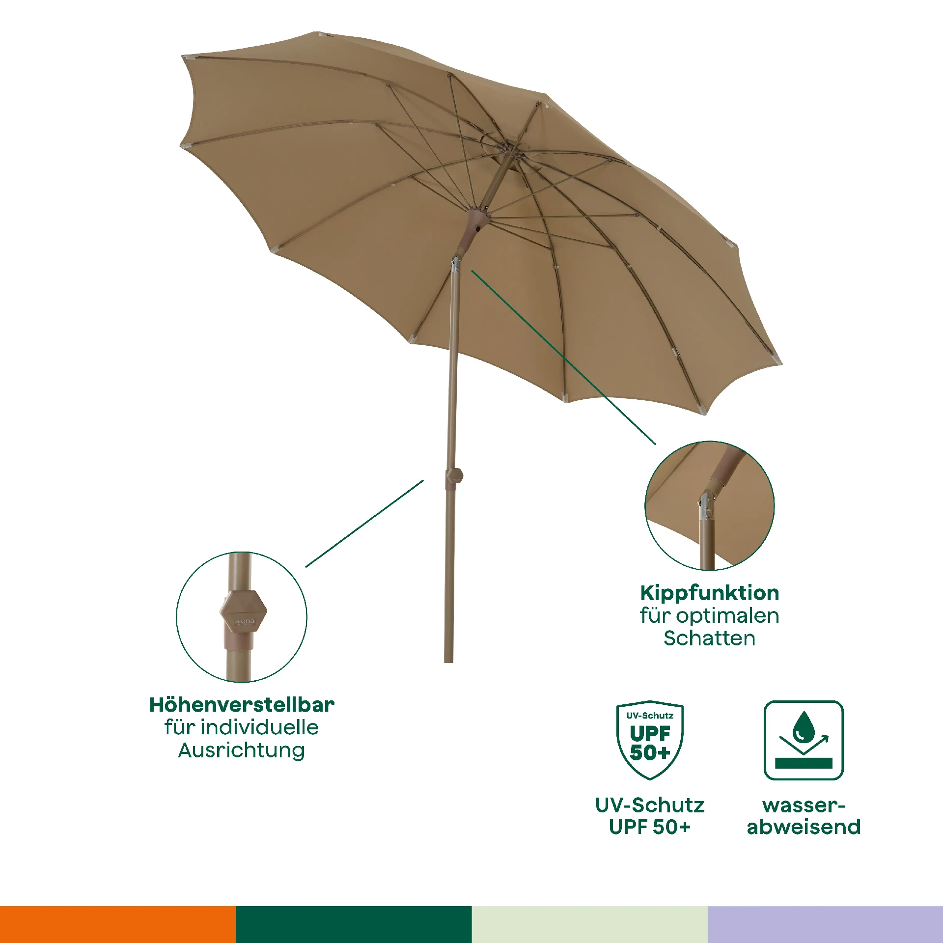 Mittelstockschirme | Paolo taupe | SIENA GARDEN