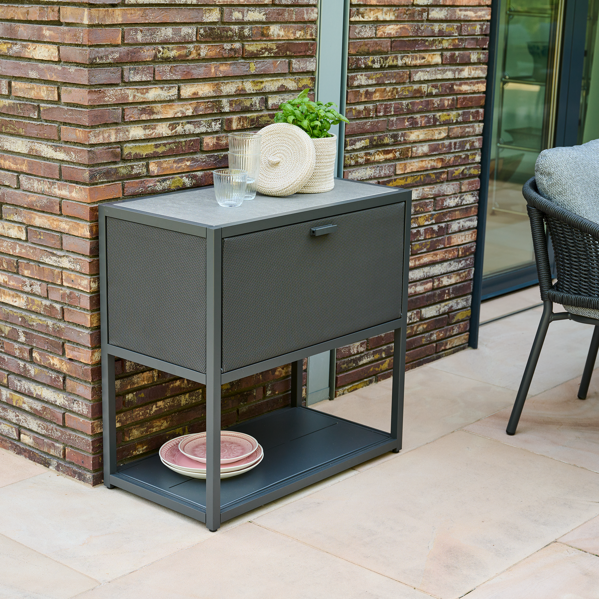 CLARK Regalsystem | Frontklappe | 75 x 33,2 x 10 cm | grau / anthrazit