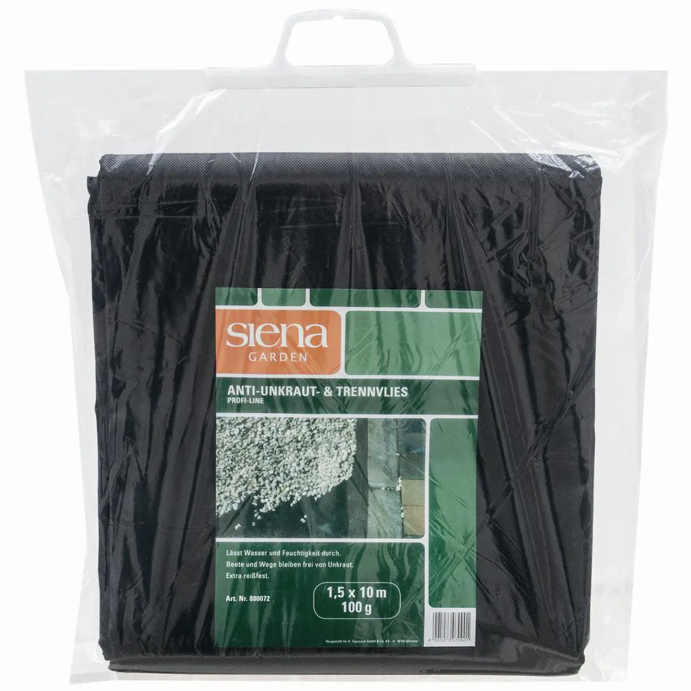Anti-Unkrautvlies, Maße: 1,5x10m, Farbe: schwarz, inklusive Trennvlies Anti-Unkrautvlies, Maße: 1,5x10m, Farbe: schwarz, inklusive Trennvlies