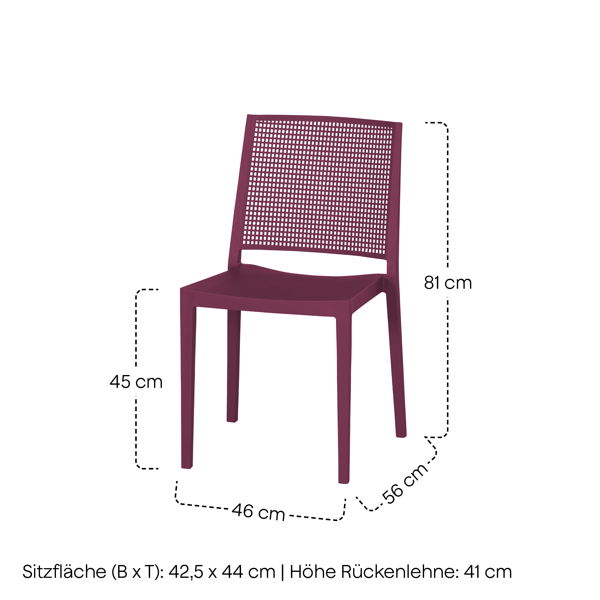 SQUARE Stapelstuhl | bordeaux | Urban Lights