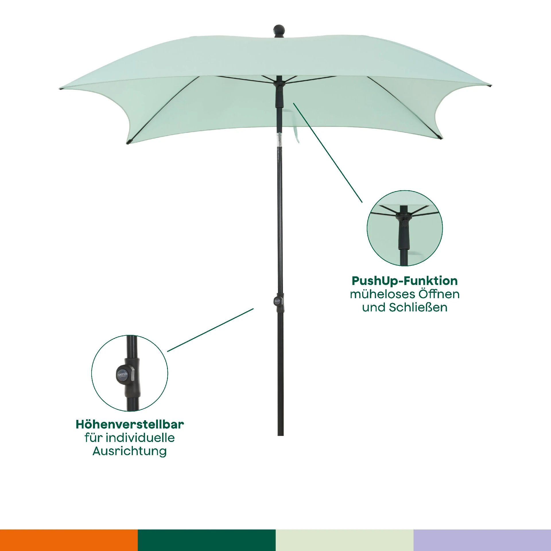 CITY Push middelstokparasol | 180 x 180 cm | nilgr...