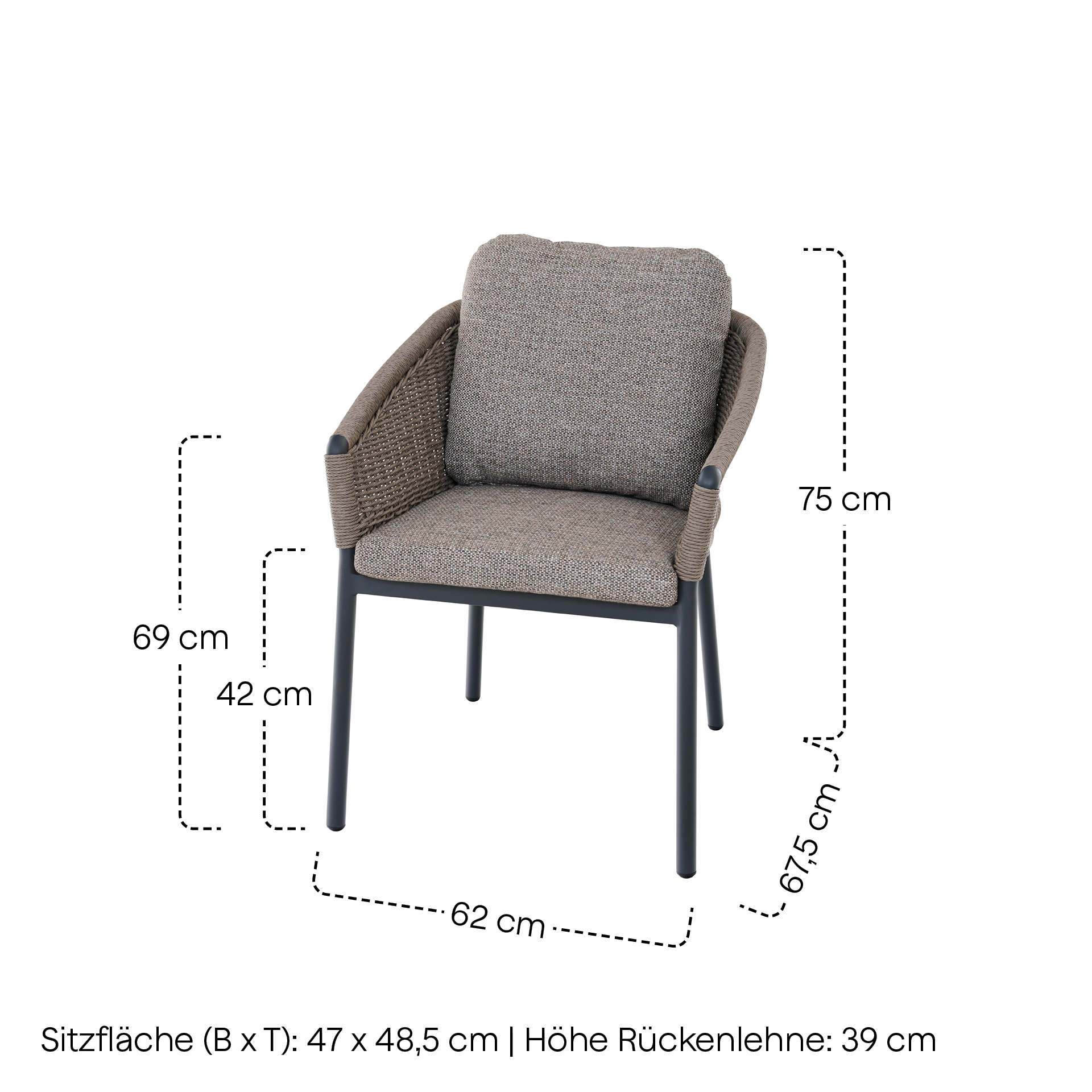 MERANO Stapelsessel | inkl. Kissen | taupe / anthr...