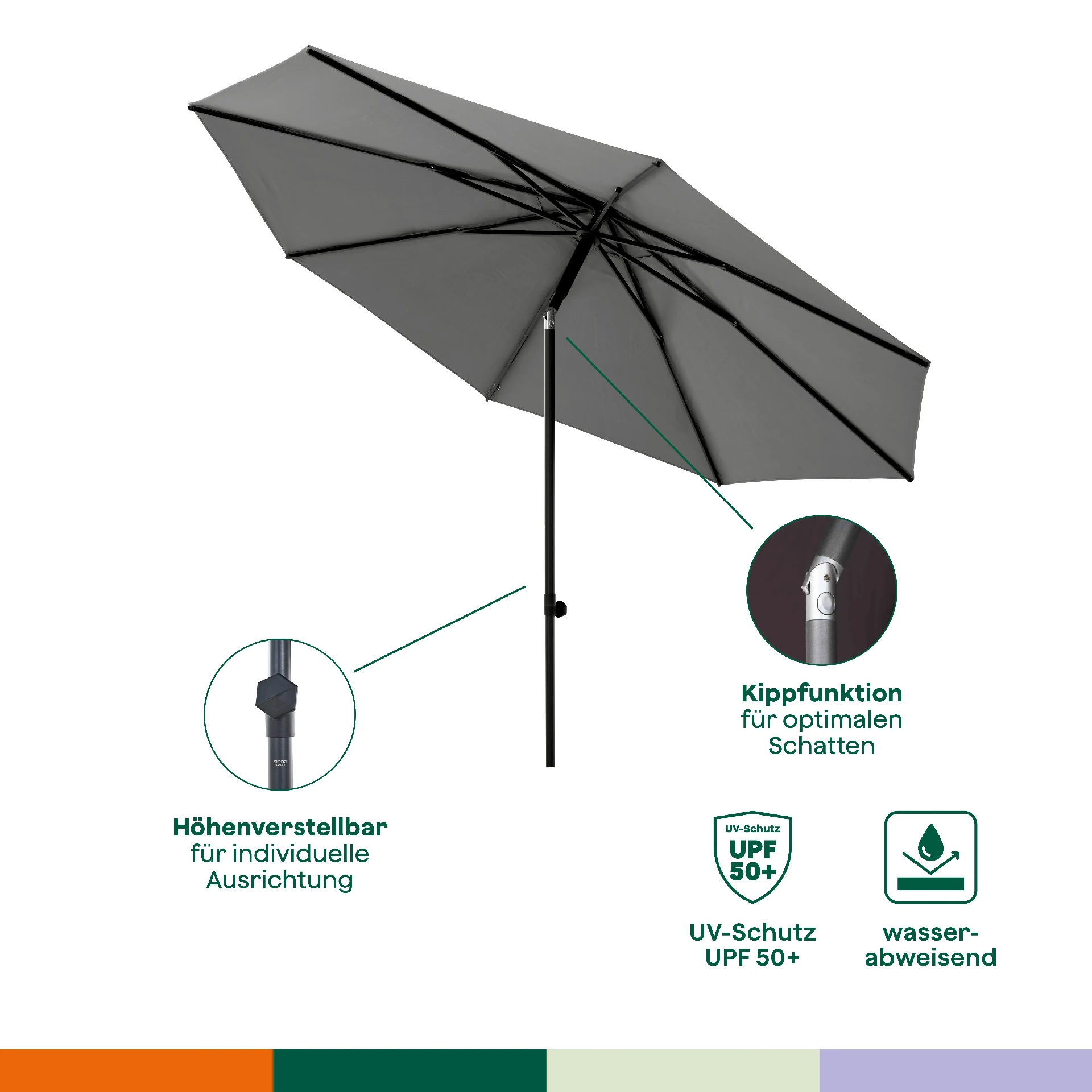 FAGUS middenstokparasol PushUp | Ø 300 cm | taupe...