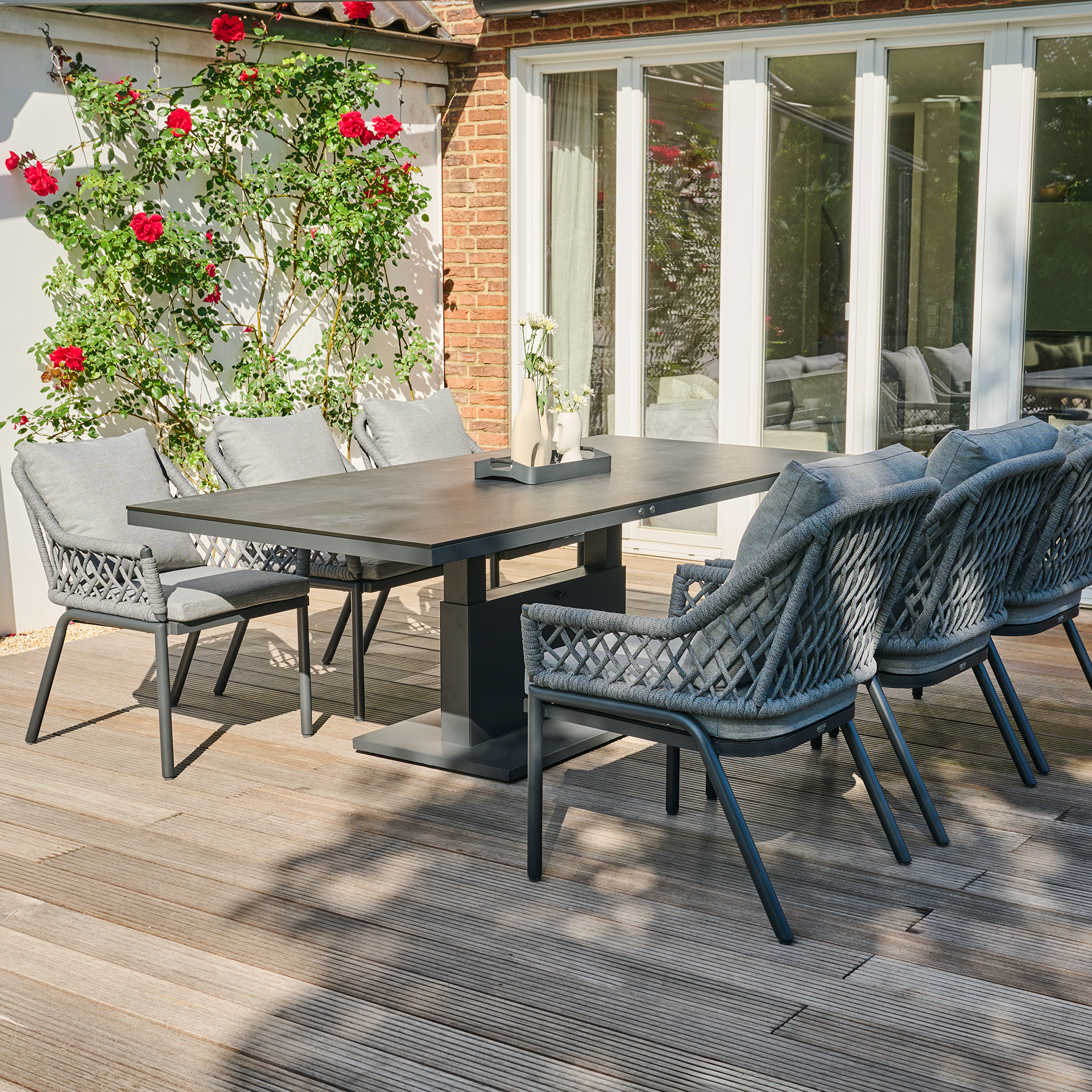 CHESTER Gartensessel | hellgrau mix / anthrazit