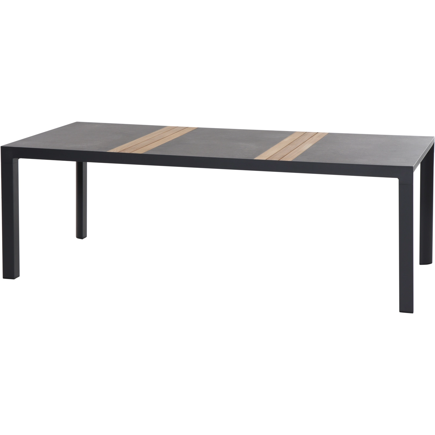 Lugano Gartentisch | Keramik anthrazit mit Inlay aus Teakholz FSC® 100 %