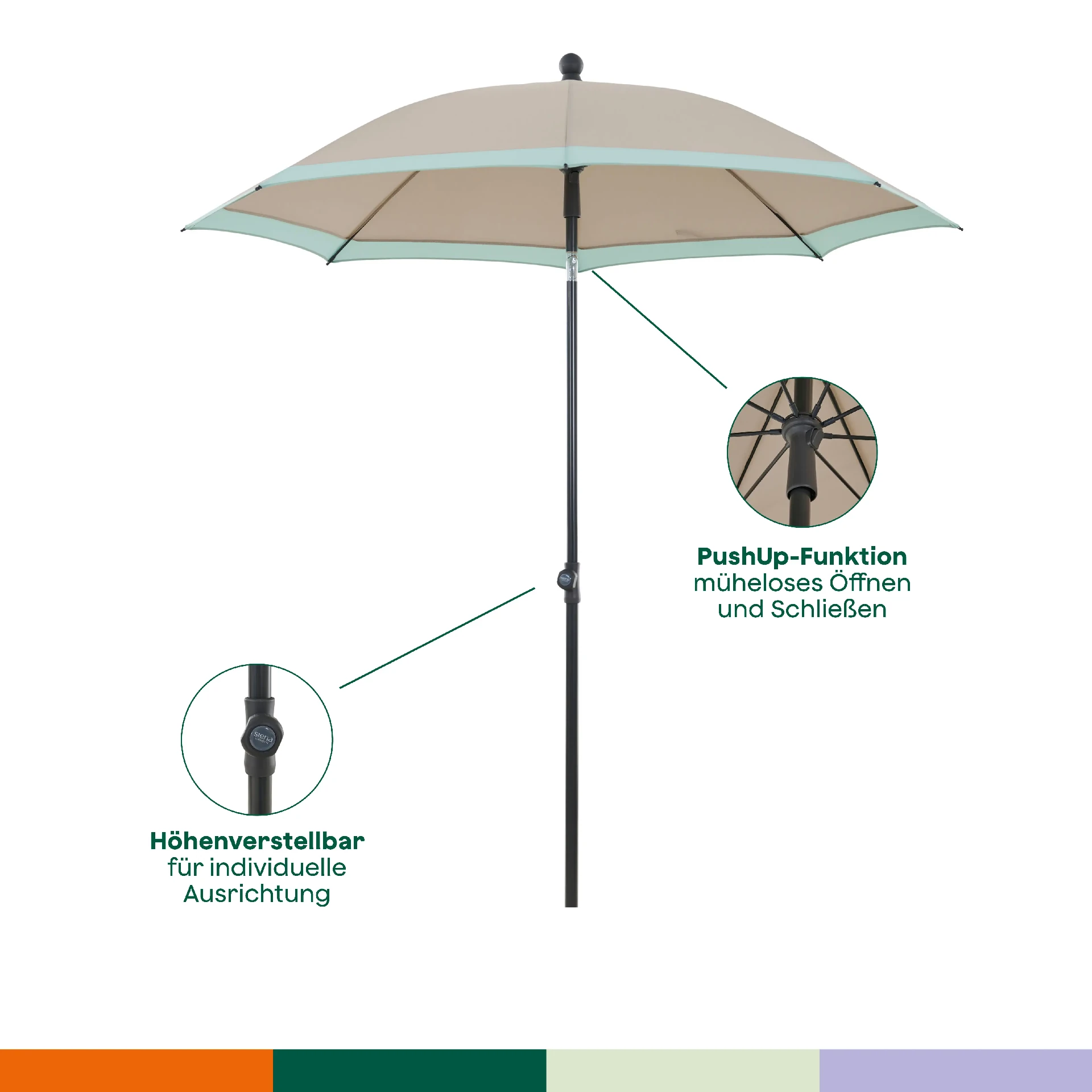 CITY Push middenstokparasol | Ø 180 cm | beige-ni...