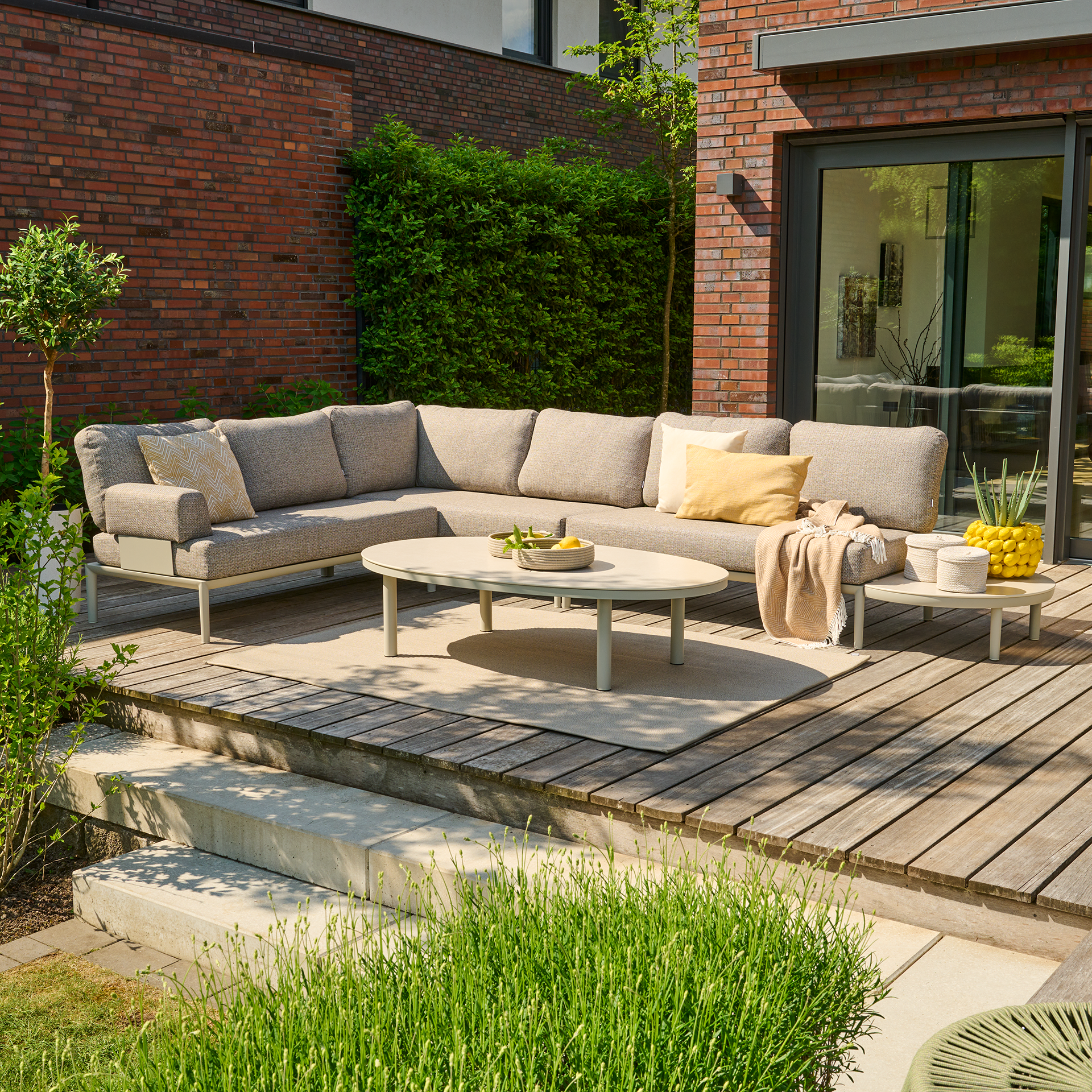 CALDARO Loungetisch | 120 x 80 cm | beige / seiden...