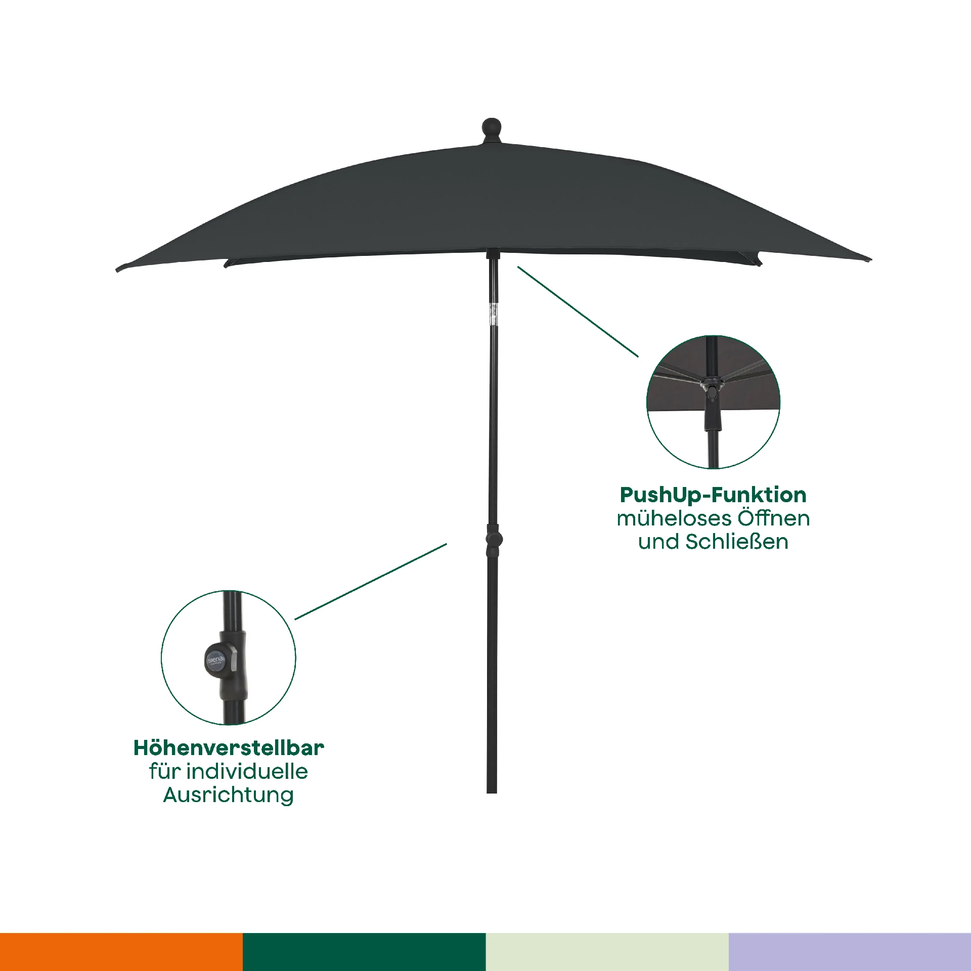 City Schirm 180x180 grau Polyester grau | SIENA GA...