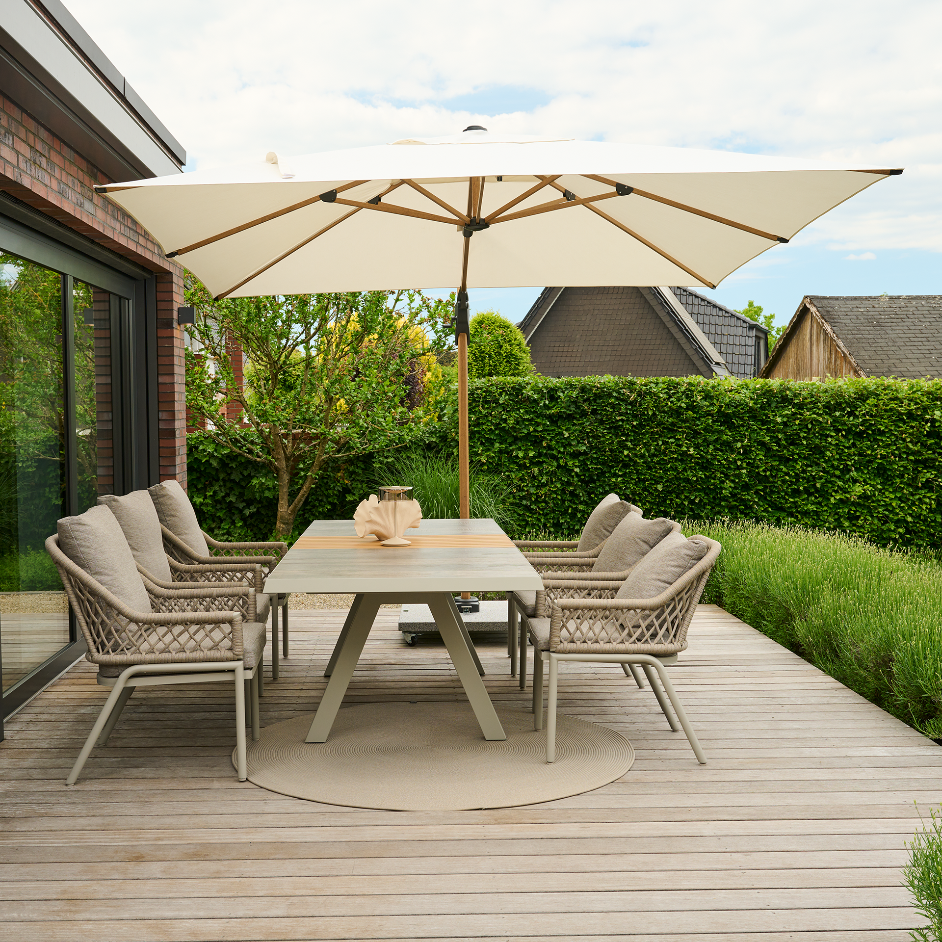 PINO N+ Ampelschirm | 300 x 300 cm | natur-meliert...