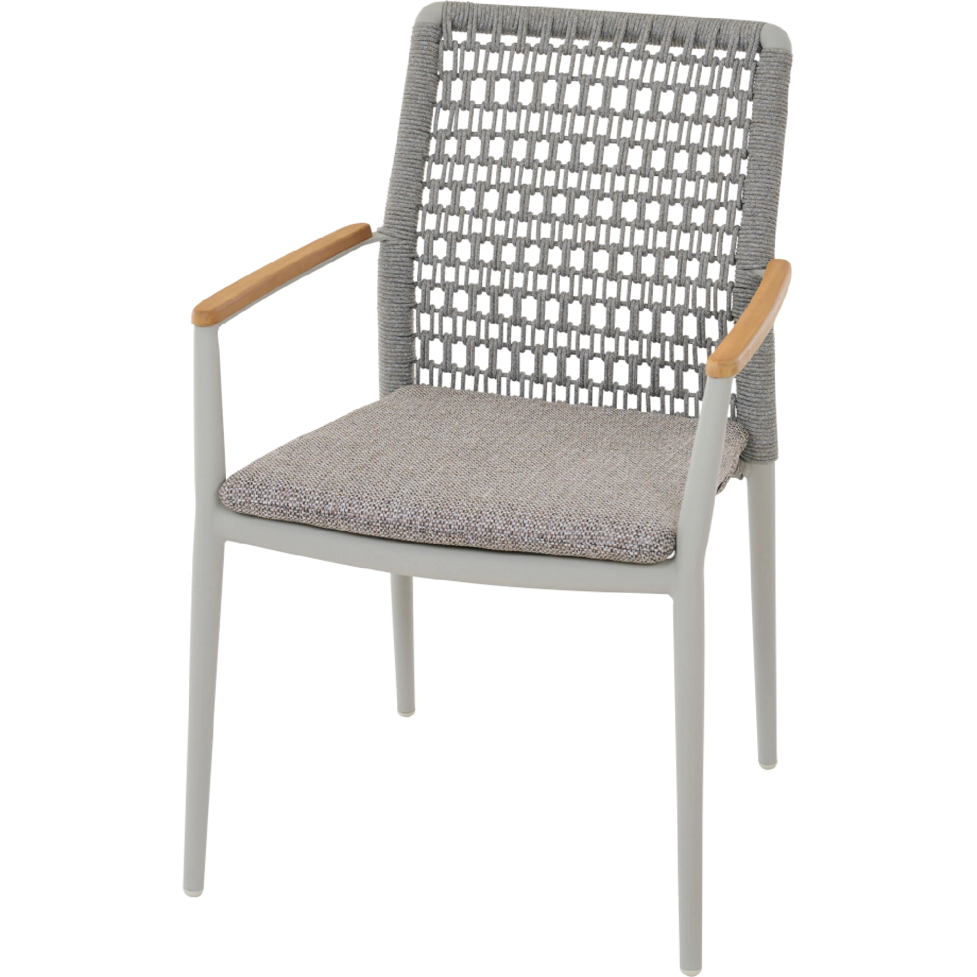 CORTINA Stapelsessel | Teakholz FSC 100 % | inkl. Kissen | taupe grau /seidengrau