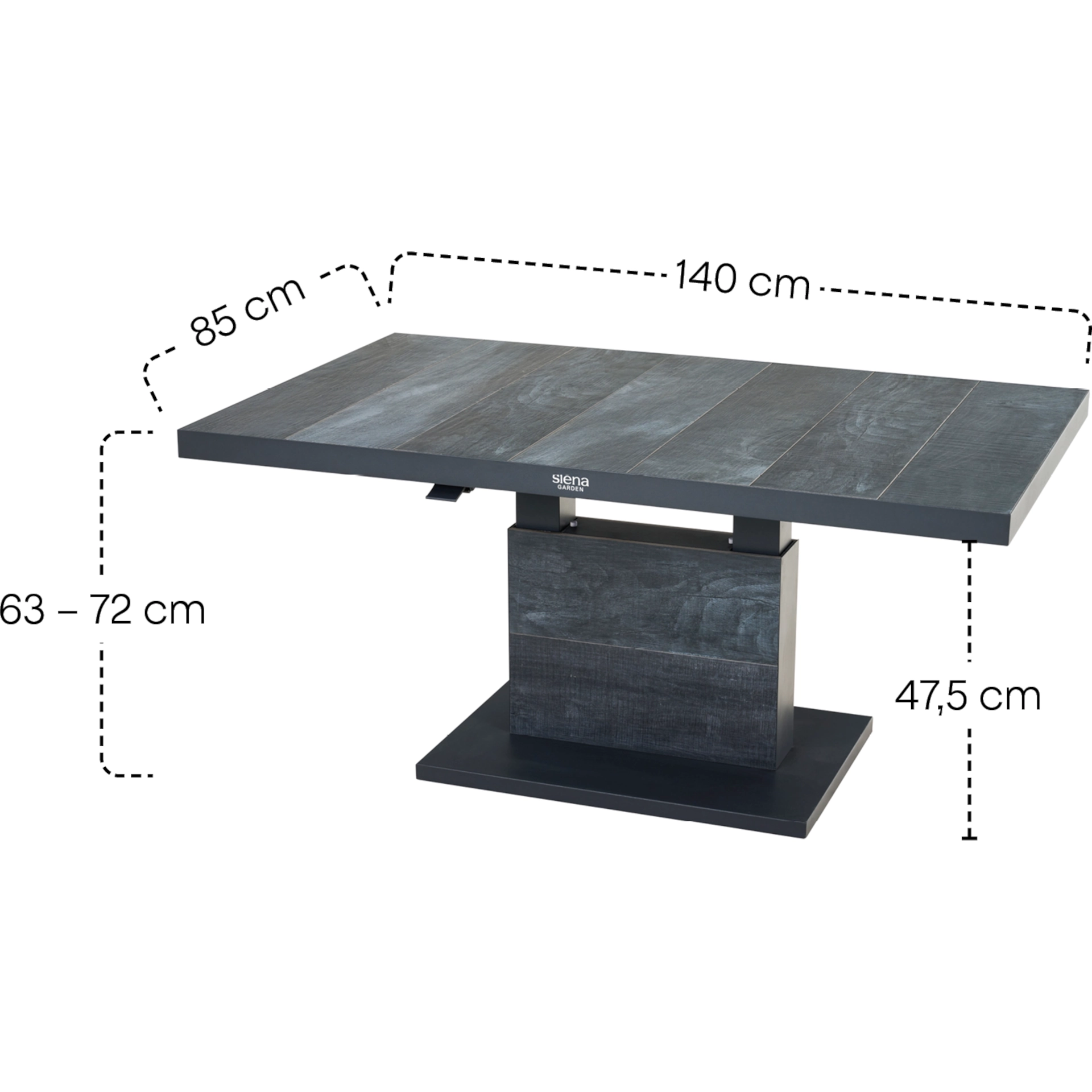 Lifttisch | Talina 140x85cm wood-grey | SIENA GARD...