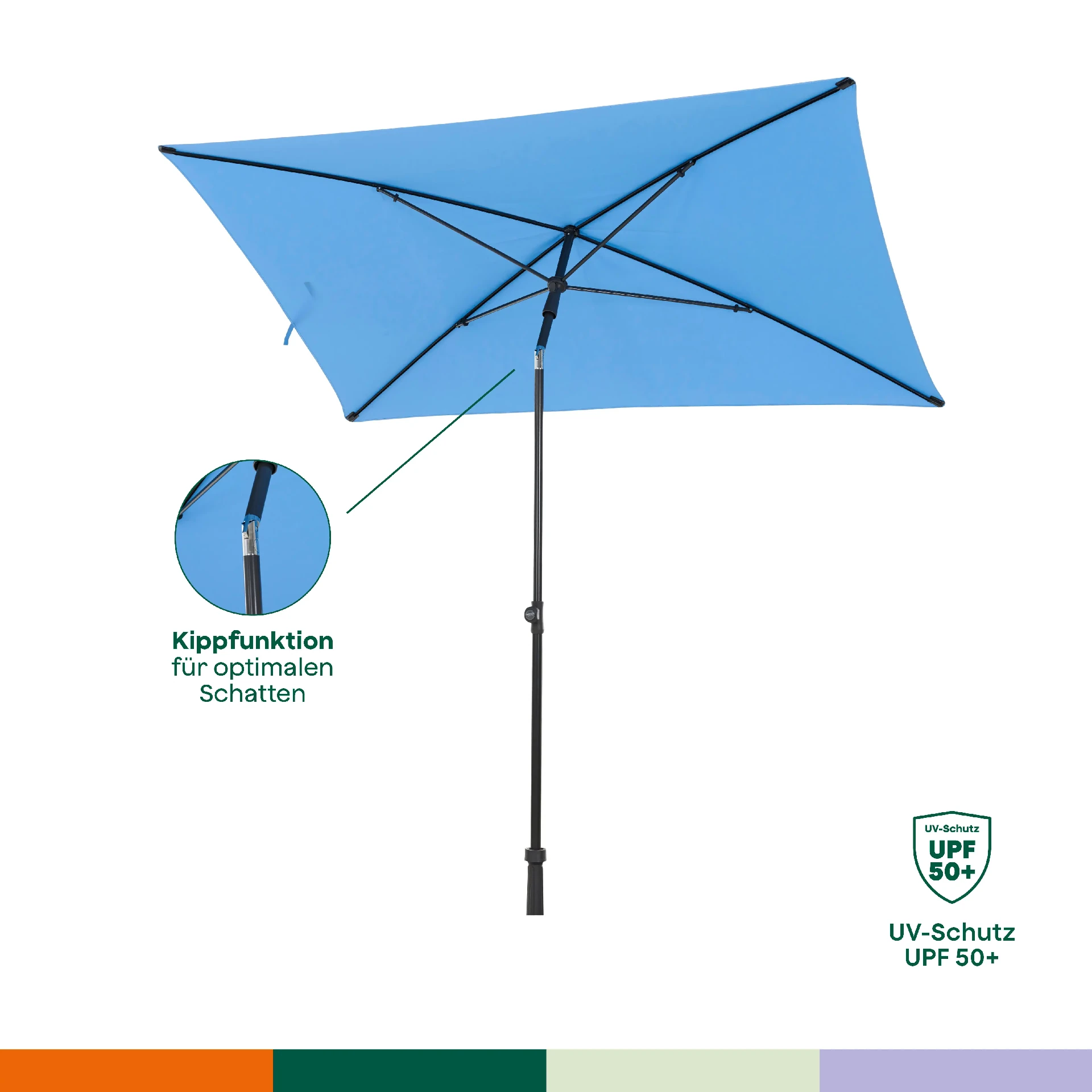 CITY Push Mittelstockschirm | 210 x 140 cm | blau ...