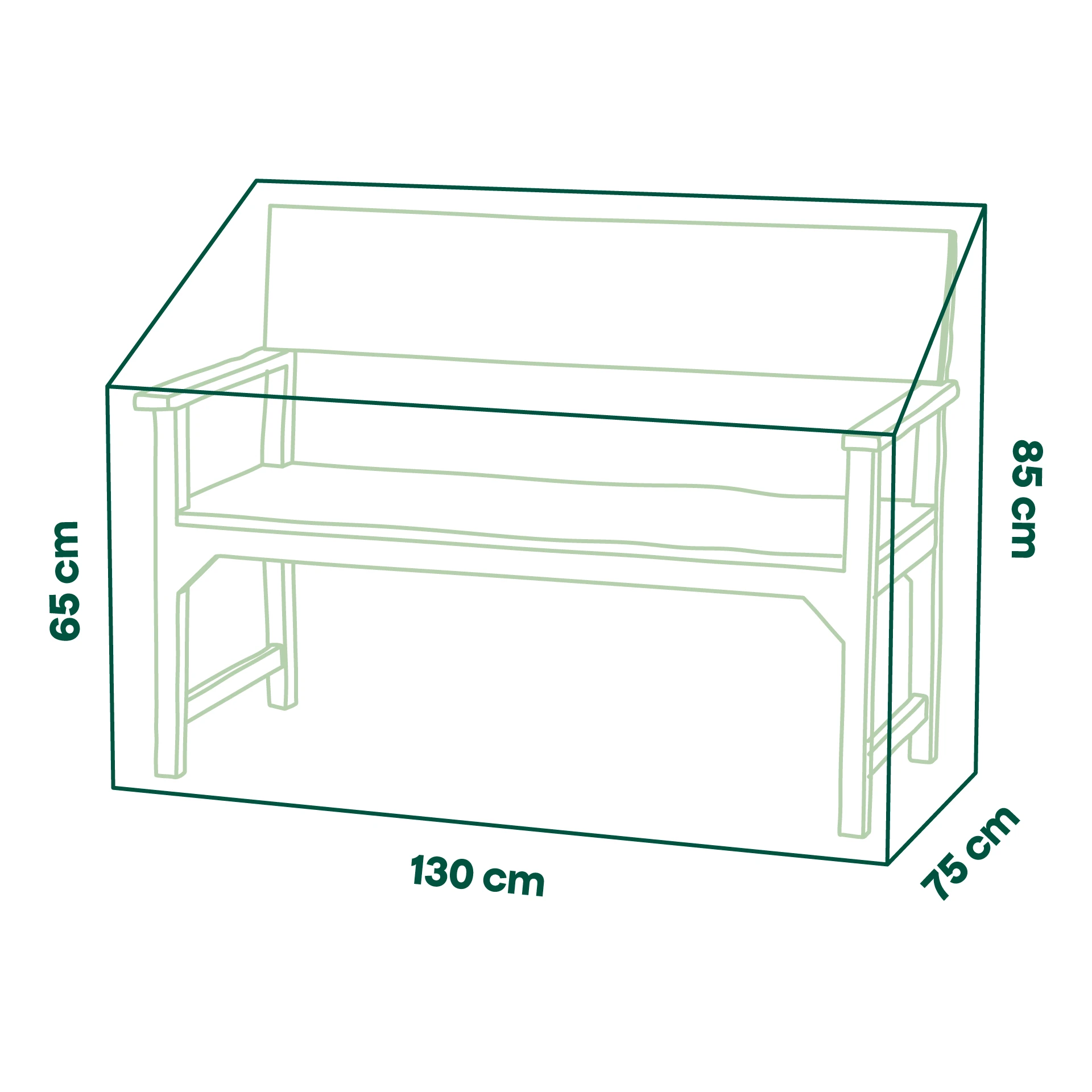 Beschermhoes Plus bank | 130 x 75 x 65/85 cm