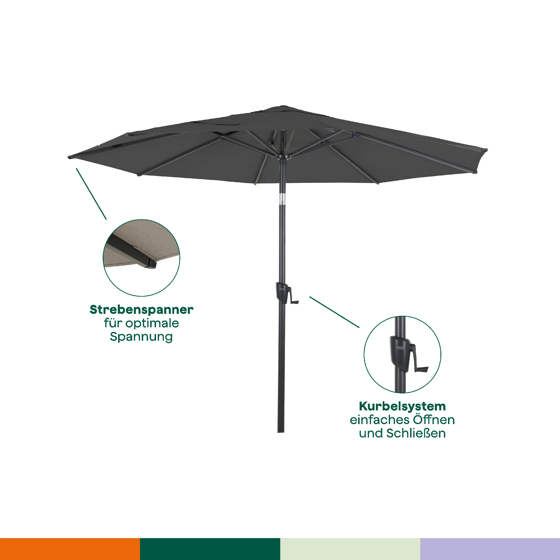 Middelstokparasols | PINO antraciet | SIENA GARDEN