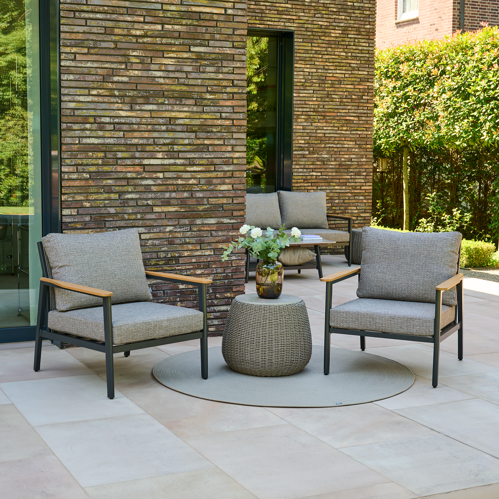 LINARO Outdoorteppich | Ø 160 cm | taupe